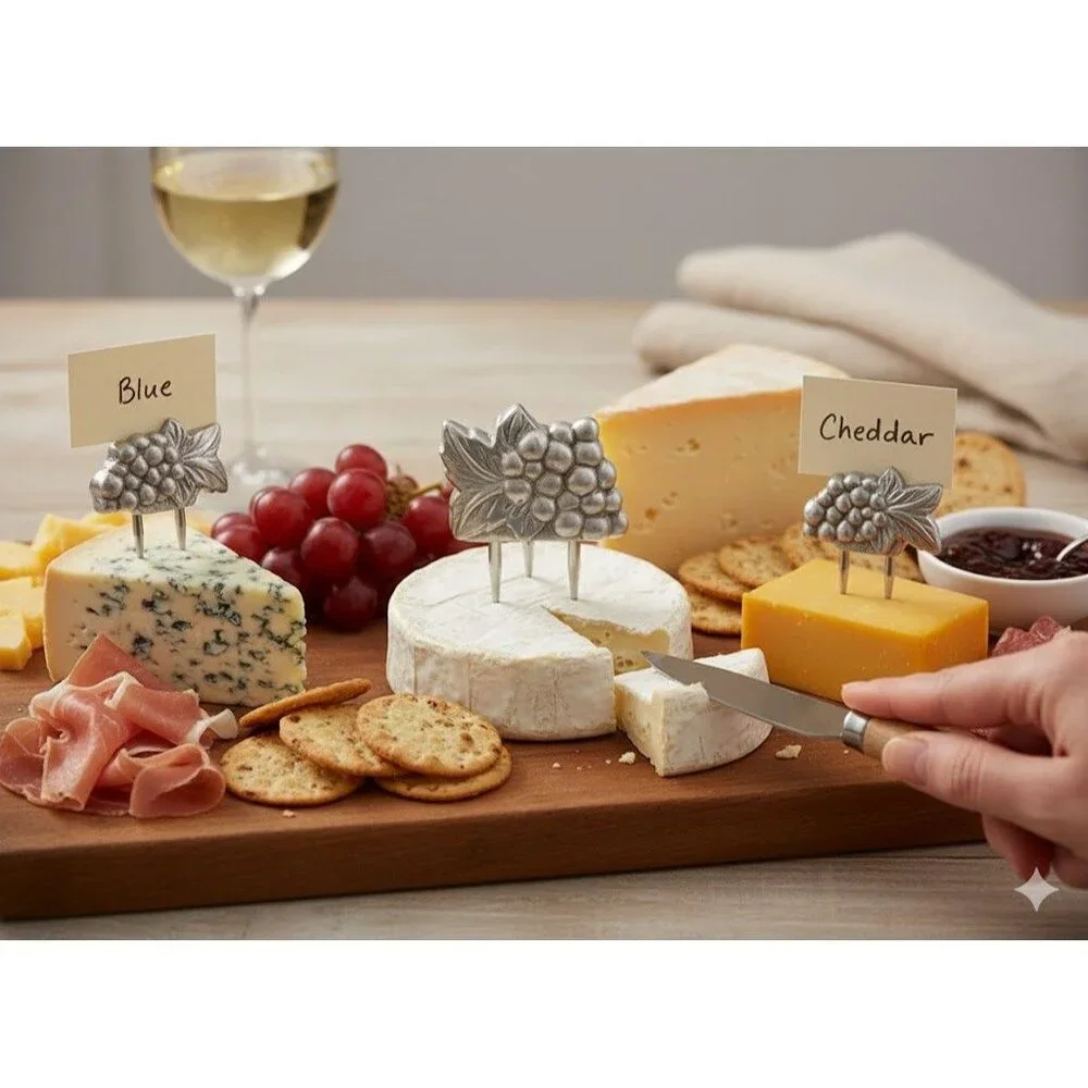 Pier 1 Aluminum Grape Cheese Service Set - New with Tags Charcuterie Party Set